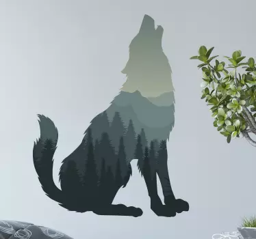 Wolf with forest howling wild animal sticker - TenStickers