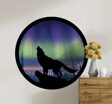 Wolve howling in nordic lights wild animal sticker - TenStickers