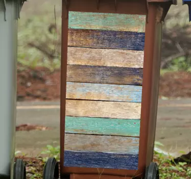Wooden Plank Finish recycling decal for bin - TenStickers