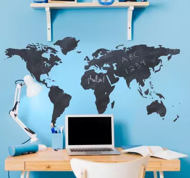 Blackboard world map wall sticker - TenStickers