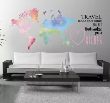 Travel world map wall sticker - TenStickers