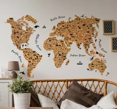 World with text living room wall sticker - TenStickers