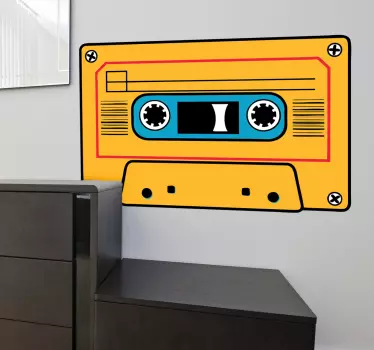 Yellow Cassete Sticker - TenStickers