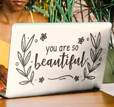 You are so beautiful pink and white laptop stickers - TenStickers