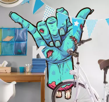 Zombie shaka hang halloween wall decal - TenStickers