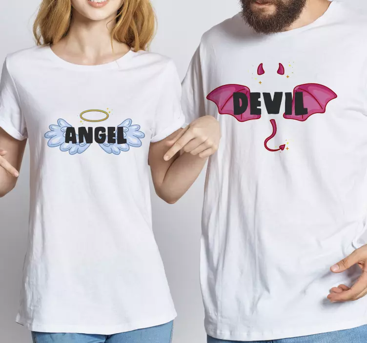 Angel and devil Couple t shirts - TenStickers