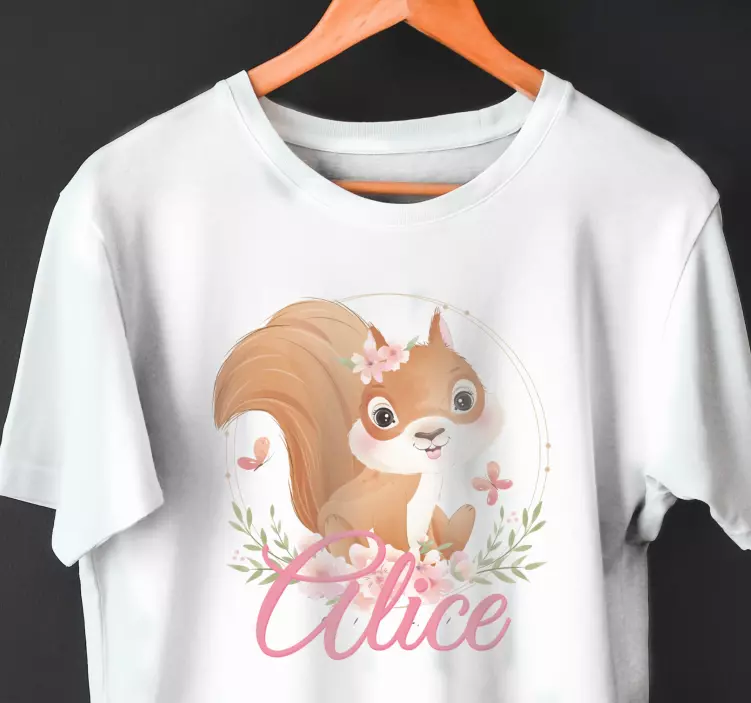 Cute squirrel for girl with name Baby shirt - TenStickers