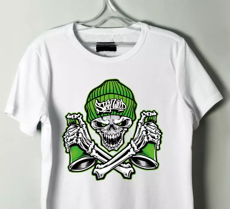 Green skull glasses graffiti  custom t-shirt - TenStickers