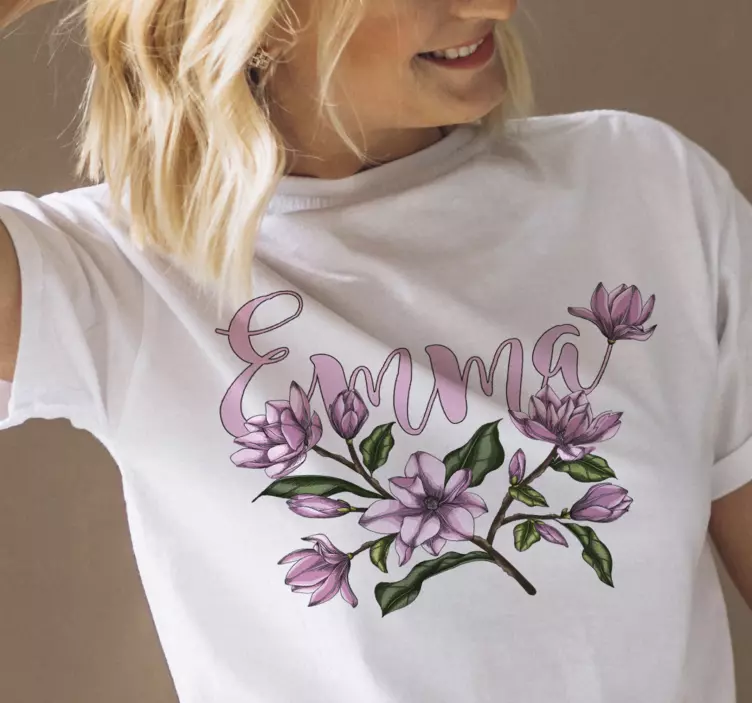 Magnolia with name personalized t-shirt - TenStickers