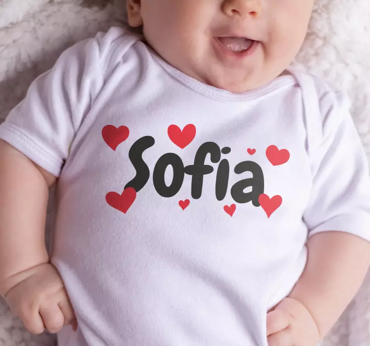 Name with hearts baby shirt - TenStickers