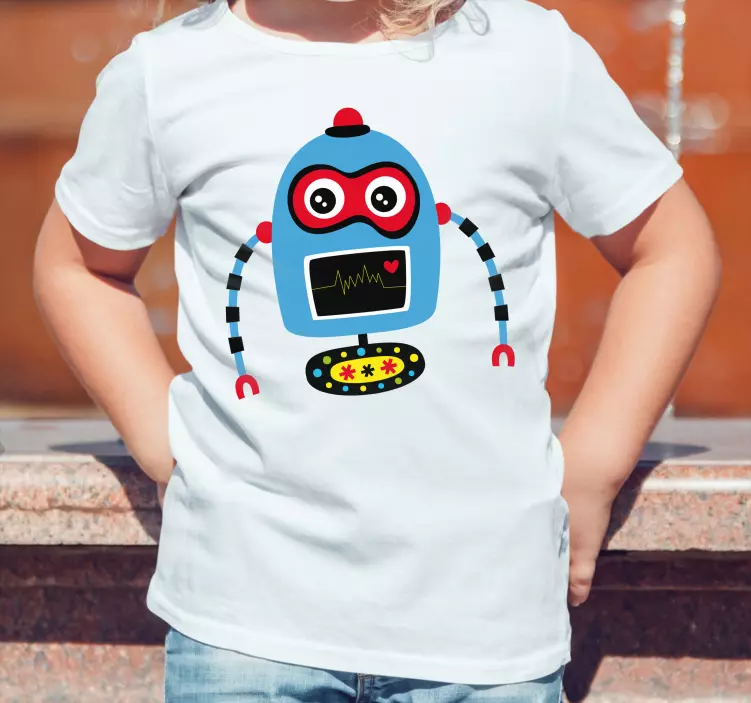 Round blue robot Kids t-shirt - TenStickers