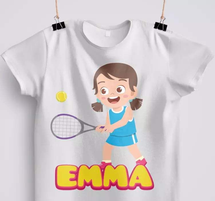 Tennis player with name kids t-shirt - TenStickers