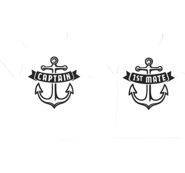 Couple t-shirts captain and first mate - TenStickers