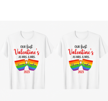 Couple t-shirts lgbt first valentine's day - TenStickers