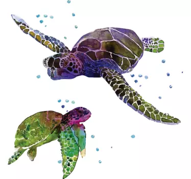 Colorfull abstract turtles t-shirt - TenStickers
