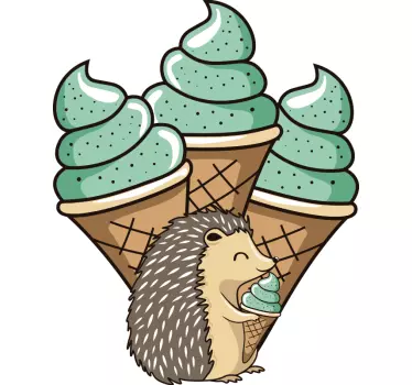 Hedgehog enjoying ice cream t-shirt - TenStickers
