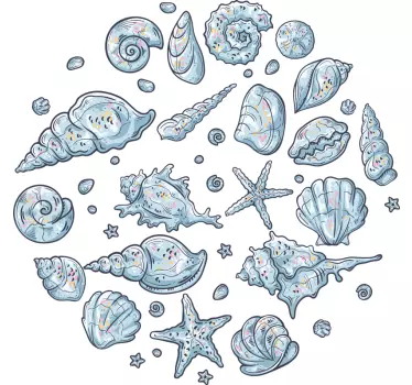 Seashells and starfish patterns t-shirt - TenStickers