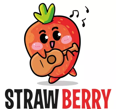 Kids t-shirt happy strawberry playing guitar - TenStickers