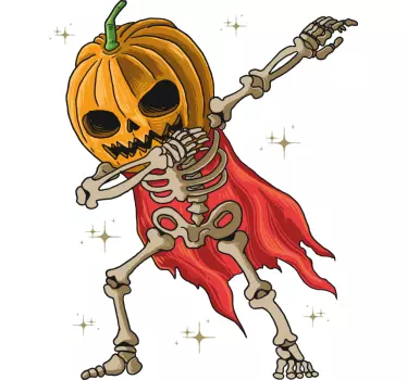 Dapping skeleton with pumpkin Halloween t-shirt - TenStickers