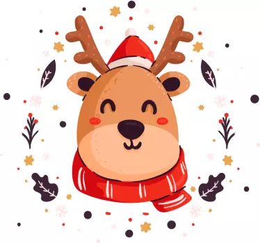 Cheerful reindeer face hoodie - TenStickers