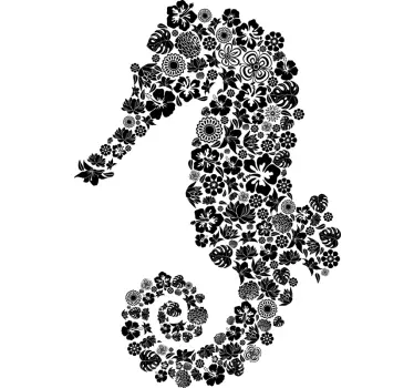 Seahorse floral design t-shirt - TenStickers
