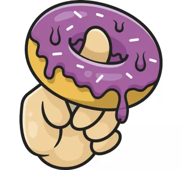 Finger and donut cartoon t-shirt - TenStickers