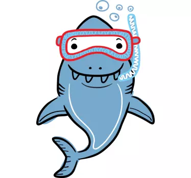 Happy shark diving t-shirt - TenStickers
