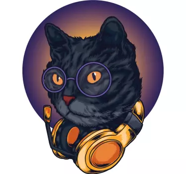 Cat with headphones t-shirt - TenStickers
