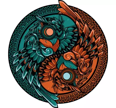 Yin yang owl illustration t-shirt - TenStickers