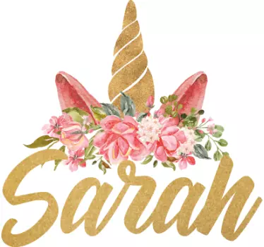 Cute unicorn design with name t-shirt - TenStickers