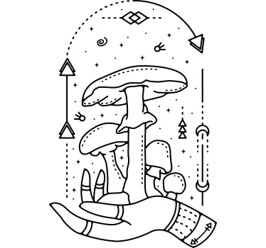 Mushroom hand illustration t-shirt - TenStickers