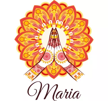 T-shirt with name praying hands floral design - TenStickers