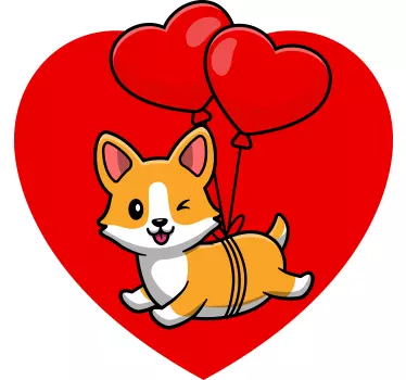 Kids t-shirt corgi with heart balloons - TenStickers