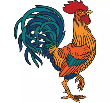 Colorful rooster illustration t-shirt - TenStickers