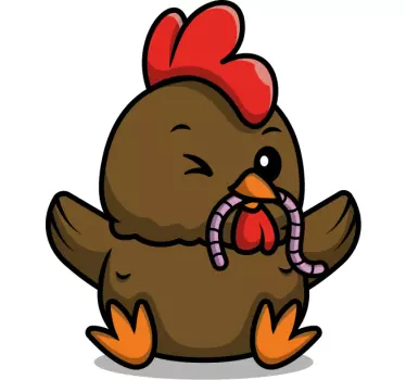 Cute chicken with worms t-shirt - TenStickers