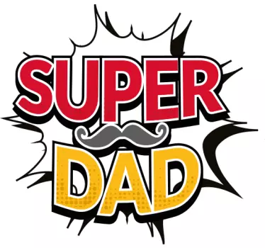 Comic super dad with moustache  Father  and son matching shirts - TenStickers