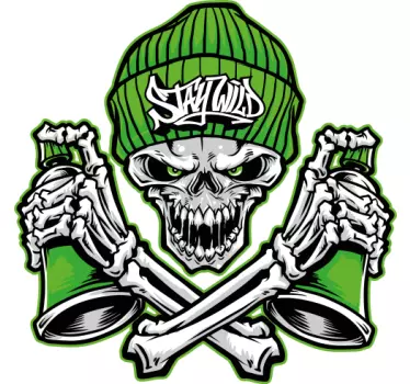 Green skull glasses graffiti  t-shirt - TenStickers