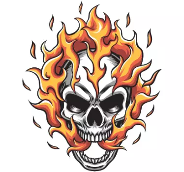Skull on Fire cartoon style t-shirt - TenStickers