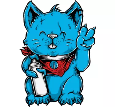 Blue cat character t-shirt - TenStickers