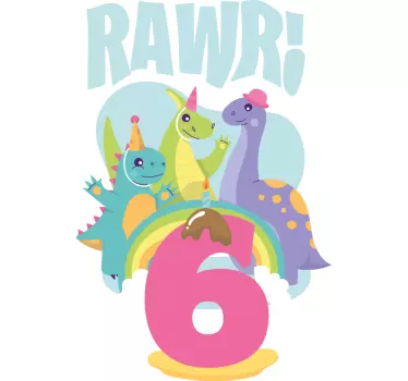 Kids t-shirt colorful dinosaur celebration - TenStickers