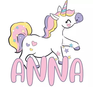 Happy unicorn with name baby t-shirt - TenStickers