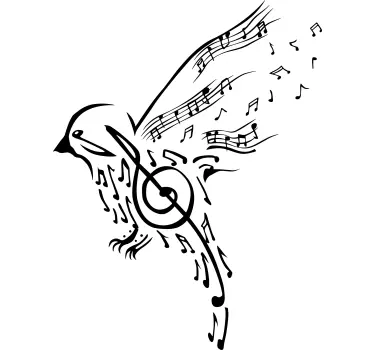 Musical bird flight t-shirt - TenStickers