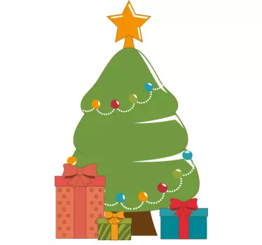 Cartoon tree with present christmas tee shirts - TenStickers