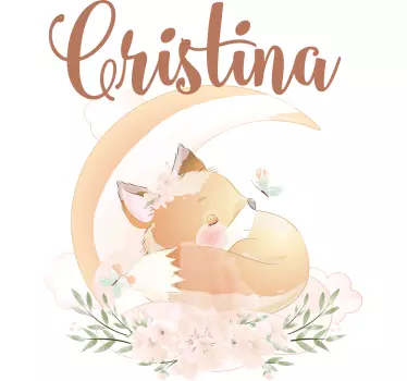 Kids t-shirt sleeping fox personalized name - TenStickers