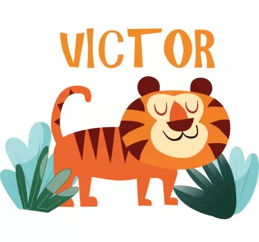Kids t-shirt cute tiger personalized with name - TenStickers