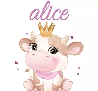 Cute cow for girl with name Baby t-shirt - TenStickers