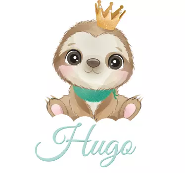 Baby t-shirt crowned sloth character - TenStickers