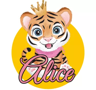 Cute tiger for girl with name Baby t-shirt - TenStickers