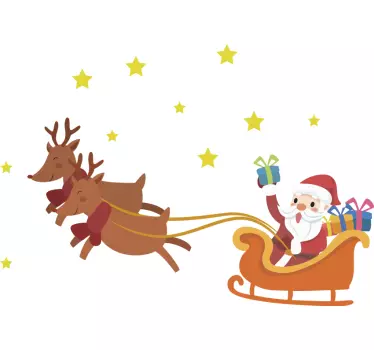 Cartoon Santa in his sleigh christmas tee shirts - TenStickers
