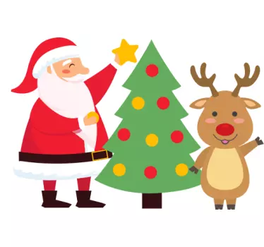 Happy Santa and Reindeer christmas tee shirts - TenStickers